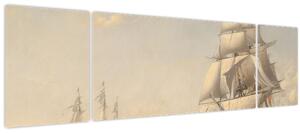 Obraz - Fitz Henry Lane, The United States Frigate President Engaging the British Squadron, reprodukce (170x50 cm)