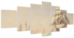 Obraz - Fitz Henry Lane, The United States Frigate President Engaging the British Squadron, reprodukce (210x100 cm)