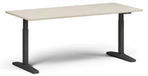 Výškově nastavitelný stůl, elektrický, 675-1325 mm, deska 1800x800 mm, černá podnož, bříza
