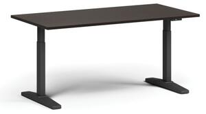 Výškově nastavitelný stůl ULIX, elektrický, 675-1325 mm, deska 1600x800 mm, černá podnož, wenge