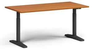Výškově nastavitelný stůl ULIX, elektrický, 675-1325 mm, deska 1600x800 mm, černá podnož, třešeň