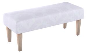 Dlouhá lavička 100x40cm barva bílá látka lesklé, pletený vzor, vzorované