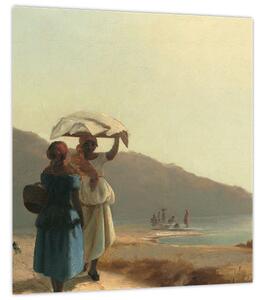 Obraz - Camille Pissarro, Two Women Chatting by the Sea, St. Thomas, reprodukce (30x30 cm)