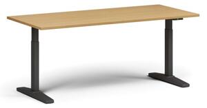 Výškově nastavitelný stůl, elektrický, 675-1325 mm, deska 1800x800 mm, černá podnož, buk