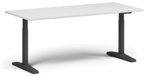 Výškově nastavitelný stůl, elektrický, 675-1325 mm, deska 1800x800 mm, černá podnož, bílá