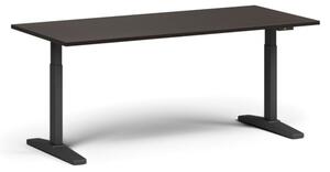 Výškově nastavitelný stůl, elektrický, 675-1325 mm, deska 1800x800 mm, černá podnož, wenge