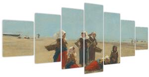 Obraz - Eugène Boudin, Women on the Beach at Berck, reprodukce (210x100 cm)