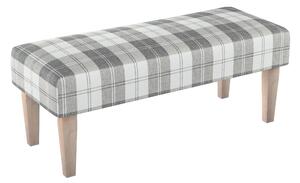 Dlouhá lavička 100x40cm barva šedá látka pletený vzor, vzorované