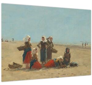 Obraz - Eugène Boudin, Women on the Beach at Berck, reprodukce (70x50 cm)