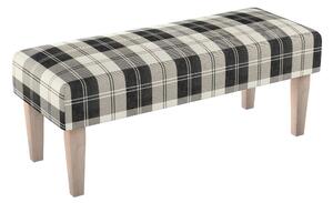 Dlouhá lavička 100x40cm barva černá látka pletený vzor, vzorované