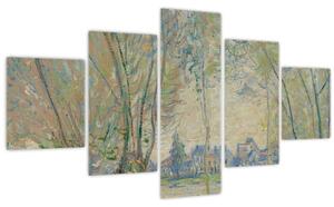 Obraz - Claude Monet, Woman Seated under the Willows, reprodukce (125x70 cm)
