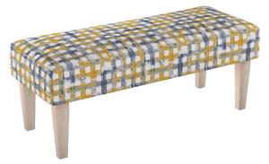 Dlouhá lavička 100x40cm barva modrá látka pletený vzor, vzorované