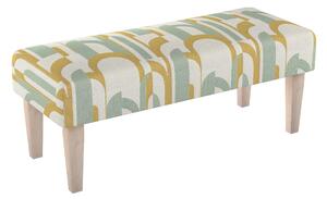 Dlouhá lavička 100x40cm barva zelená látka pletený vzor, vzorované