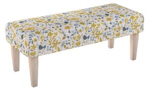 Dlouhá lavička 100x40cm barva žlutá látka pletený vzor, vzorované