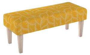 Dlouhá lavička 100x40cm barva žlutá látka pletený vzor, vzorované