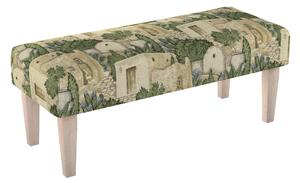 Dlouhá lavička 100x40cm barva béžová látka pletený vzor, vzorované