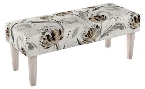 Dlouhá lavička 100x40cm barva šedá látka pletený vzor, vzorované