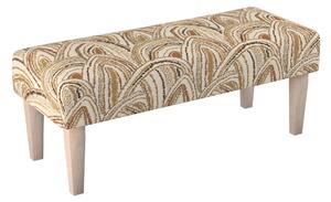 Dlouhá lavička 100x40cm barva béžová látka pletený vzor, vzorované
