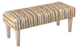 Dlouhá lavička 100x40cm barva béžová látka pletený vzor, vzorované