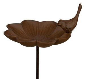 Esschert Design Zapichovací napajedlo pro ptáky Flower, 91x19,5 cm, litina, hnědá