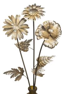 ProGarden Zapichovací zahradní dekorace Flowers, sada 3ks, 74 cm, kov, zlatá