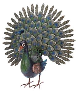 ProGarden Zahradní kovová figurka Peacock, 63x65 cm, vícebarevná