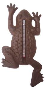 Nástěnný teploměr Frog, 23,5x12 cm, litina, hnědá