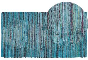 Modrý tkaný bavlněný koberec 80x150 cm MERSIN