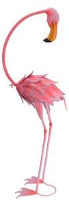 ProGarden Zahradní kovová figurka Flamingo, 70 cm, růžová