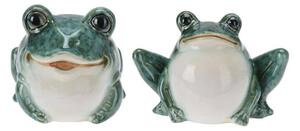 ProGarden Zahradní keramická figurka Frogs, sada 2ks, 9x12,5 cm, zelená