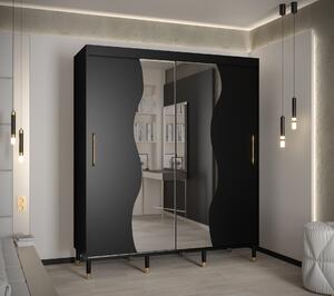 Šatní skříň Abi Calipso Mad Barva korpusu: Černá, Rozměry: 100 cm, Dveře: Černá + zrcadlo