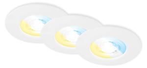 BRI 7605036 3ks sada CCT vestavné svítidlo, 9 cm, 4,9W, 580lm, bílé - BRILONER