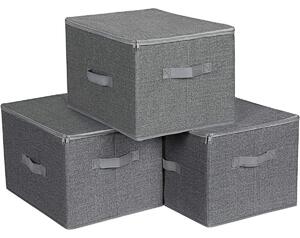 Songmics Úložný box Easy, sada 3ks, 30x25x40 cm, šedá
