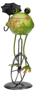 ProGarden Zahradní kovová figurka Umbrella Frog, 36 cm, zelená