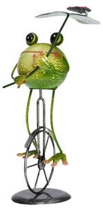 ProGarden Zahradní kovová figurka Cycle Frog, 36 cm, zelená