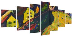 Obraz - Vasily Kandinsky, Houses at Murnau, reprodukce (210x100 cm)