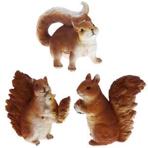 ProGarden Zahradní figurka z polystonu Squirrels, sada 3ks, 12 cm, hnědá