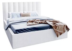 Luxusní postel COLORADO 180x200 s kovovým zdvižným roštem BÍLÁ