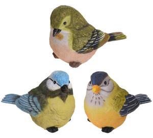 ProGarden Zahradní figurka z polystonu Birds, sada 3ks, 9 cm, vícebarevná