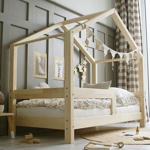 Domečková postel Housebed se zábranou - 80 x 160 cm / přírodní