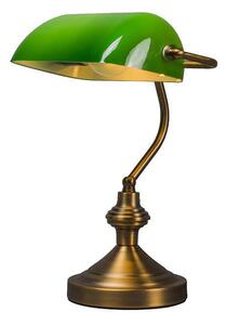 Klasická stolní lampa/lampa notáře bronzová se zeleným sklem - Banker