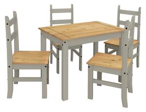 Jídelní set 100x65 cm stůl + 4 židle z borovice v šedém odstínu