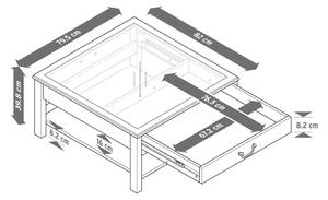 Konferenční stolek se skleněnou deskou / nosnost max. 20 kg / MDF/sklo / bílá