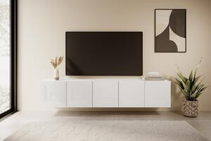 Závěsný TV stolek Asha 200 cm - bílý mat