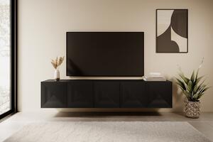 Závěsný TV stolek Asha 200 cm - černý mat