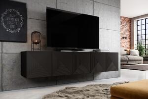 Závěsný TV stolek Asha 200 cm - černý mat