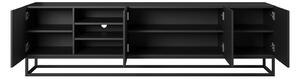 Skříňka tv Asha 200 cm s výklenkem na kovovém základu - Černý mat