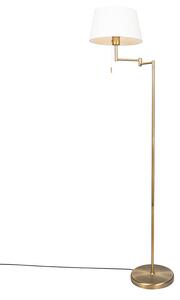 Klasická bronzová stojací lampa s nastavitelným bílým stínítkem - Ladas Fix