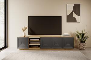TV stolek Asha 200 cm s výklenkem - dub artisan / rivier stone mat