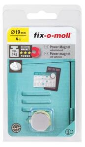 Sada magnetů Fix-o-moll / 4 ks / ⌀ 19mm / stříbrná
